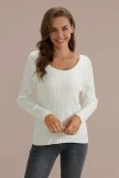 White Long Sleeve V Neck Tight-Fitting Sweater
