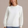 Ivory Long Sleeve Round Neck Cute Sweater
