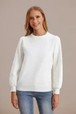 Ivory Long Sleeve Round Neck Cute Sweater