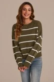 ArmyGreen Stripe Knit Lightweight Sweater