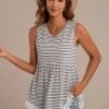 White Striped Round Neck Peplum Top -Women Dress Shop brlt022216 5