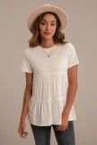White Short Sleeve Round Neck Tiered Top 6 White Short Sleeve Round Neck Tiered Top - Image 4
