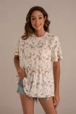 Floral Short Sleeve High Neck Ruffle Blouse 5 Floral Short Sleeve High Neck Ruffle Blouse - Image 3
