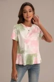 Multicolor Tie Dye Short Sleeve Round Neck Peplum Shirt 6 Multicolor Tie Dye Short Sleeve Round Neck Peplum Shirt - Image 4