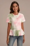 Multicolor Tie Dye Short Sleeve Round Neck Peplum Shirt 8 Multicolor Tie Dye Short Sleeve Round Neck Peplum Shirt - Image 6