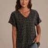 All Over Heart Print V Neck Short Sleeve Top -Women Dress Shop brlt2052605 1