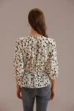 Floral Round Neck 3/4 Length Sleeve Blouse With Elastic Waist 10 Floral Round Neck 3/4 Length Sleeve Blouse With Elastic Waist - Image 8