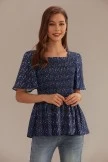 Floral Square Neck Short Sleeve Smocked Blouse 3 Floral Square Neck Short Sleeve Smocked Blouse