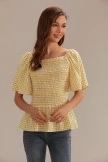 Yellow Plaid Square Neck Short Sleeve Blouse 6 Yellow Plaid Square Neck Short Sleeve Blouse - Image 4