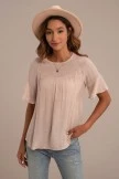 Casual Solid Round Neck Ruffle Sleeve Blouse 8 Casual Solid Round Neck Ruffle Sleeve Blouse - Image 6