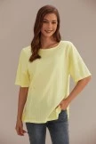 Yellow Round Neck Short Sleeve Blouse Shirt