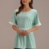 Sage Floral Round Neck Short Sleeve Blouse -Women Dress Shop brlt3022305 1