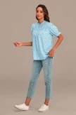 Blue Floral Ruffle High Neck Smocked Blouse 7 Blue Floral Ruffle High Neck Smocked Blouse - Image 6