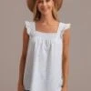 Multi Floral Square Neck Ruffle Short Sleeve Smocked Top
