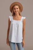 Multi Floral Square Neck Ruffle Short Sleeve Smocked Top