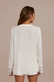 White Long Sleeve Deep V Neck Lace Blouse 5 White Long Sleeve Deep V Neck Lace Blouse - Image 3