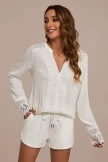White Long Sleeve Deep V Neck Lace Blouse 8 White Long Sleeve Deep V Neck Lace Blouse - Image 6