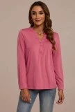 Mauve Long Sleeve V Neck Button Top