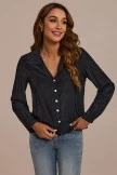 Black Long Sleeve V Neck Buttons Blouse 5 Black Long Sleeve V Neck Buttons Blouse - Image 3