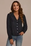 Black Long Sleeve V Neck Buttons Blouse 6 Black Long Sleeve V Neck Buttons Blouse - Image 4