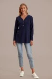 Blue Long Sleeve V Neck Button Front Blouse 8 Blue Long Sleeve V Neck Button Front Blouse - Image 6