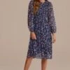 Floral Long Sleeve High Neck Smocked Tiered Midi Dress -Women Dress Shop d2072801 1