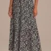 Paisley Drop Floral Elastic Waist Tiered Maxi Skirt