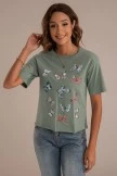 Butterfly Print Round Neck Short Sleeve Cropped Tee 5 Butterfly Print Round Neck Short Sleeve Cropped Tee - Image 3
