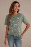 Butterfly Print Round Neck Short Sleeve Cropped Tee 6 Butterfly Print Round Neck Short Sleeve Cropped Tee - Image 4