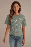 Butterfly Print Round Neck Short Sleeve Cropped Tee 7 Butterfly Print Round Neck Short Sleeve Cropped Tee - Image 5