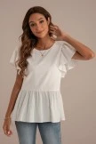 White Ruffle Short Sleeve Round Neck Blouse