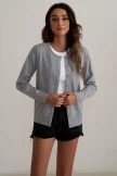 Gray Long Sleeve Buttons Soft Casual Top