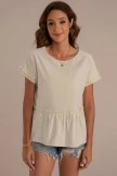 Batwing Short Sleeve Frill Trim Peplum Blouse 5 Batwing Short Sleeve Frill Trim Peplum Blouse - Image 3