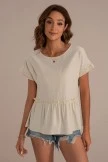 Batwing Short Sleeve Frill Trim Peplum Blouse 6 Batwing Short Sleeve Frill Trim Peplum Blouse - Image 4