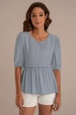 Blue Half Sleeve Round Neck Blouse 7 Blue Half Sleeve Round Neck Blouse - Image 5
