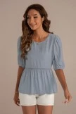 Blue Half Sleeve Round Neck Blouse 8 Blue Half Sleeve Round Neck Blouse - Image 6
