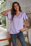 Purple Casual Short Sleeve V Neck Blouse Shirt 6 Purple Casual Short Sleeve V Neck Blouse Shirt - Image 4