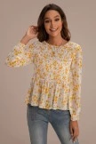 Floral Shirring Ruffle Long SLeeve Round Neck Top 5 Floral Shirring Ruffle Long SLeeve Round Neck Top - Image 3