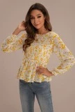 Floral Shirring Ruffle Long SLeeve Round Neck Top 8 Floral Shirring Ruffle Long SLeeve Round Neck Top - Image 6