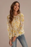 Floral Shirring Ruffle Long SLeeve Round Neck Top 7 Floral Shirring Ruffle Long SLeeve Round Neck Top - Image 5