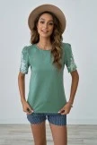 Green Casual Floral Half Sleeve Round Neck Shirt