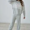 Grey Stripe Leisure Home Loungewear Set -Women Dress Shop dsc08977