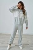 Grey Stripe Leisure Home Loungewear Set