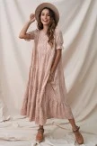 Floral Loose Ruffle Adorable Short Sleeve Round Neck Maxi Dress