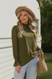 Dark Green Long Sleeve High Neck Blouse