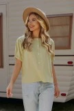 Faded Mustard Short Sleeve Round Neck Cotton Blouse