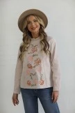 Grey 3/4 Length Sleeve High Neck Cotton Blouse
