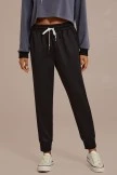 Black Elastic Tie Waist Joggers With Pockets