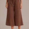 Brown Drawstring Waist Wide Leg Pants 1 Brown Drawstring Waist Wide Leg Pants -Women Dress Shop plbp3072601 3