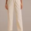 Beige Smocked Waist Straight Leg Jeans -Women Dress Shop plbp3072605 1 1